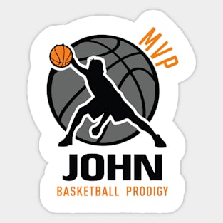 Jonh MVP Custom Player Basketball Prodigy Your Name Sticker